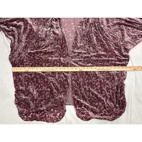 The Muses Closet Women's M Velvet Burnout Cardigan Dusty Mauve Boho Romantic - Picture 3 of 7